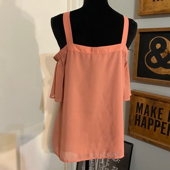 Pink Paparatzi Couture Peach Cold Shoulder Blouse - Picture 2 of 5